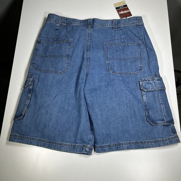 Wrangler Cargo Denim Shorts Men’s 38 Blue Relaxed Fit Carpenter Y2K NWT - Picture 8 of 16